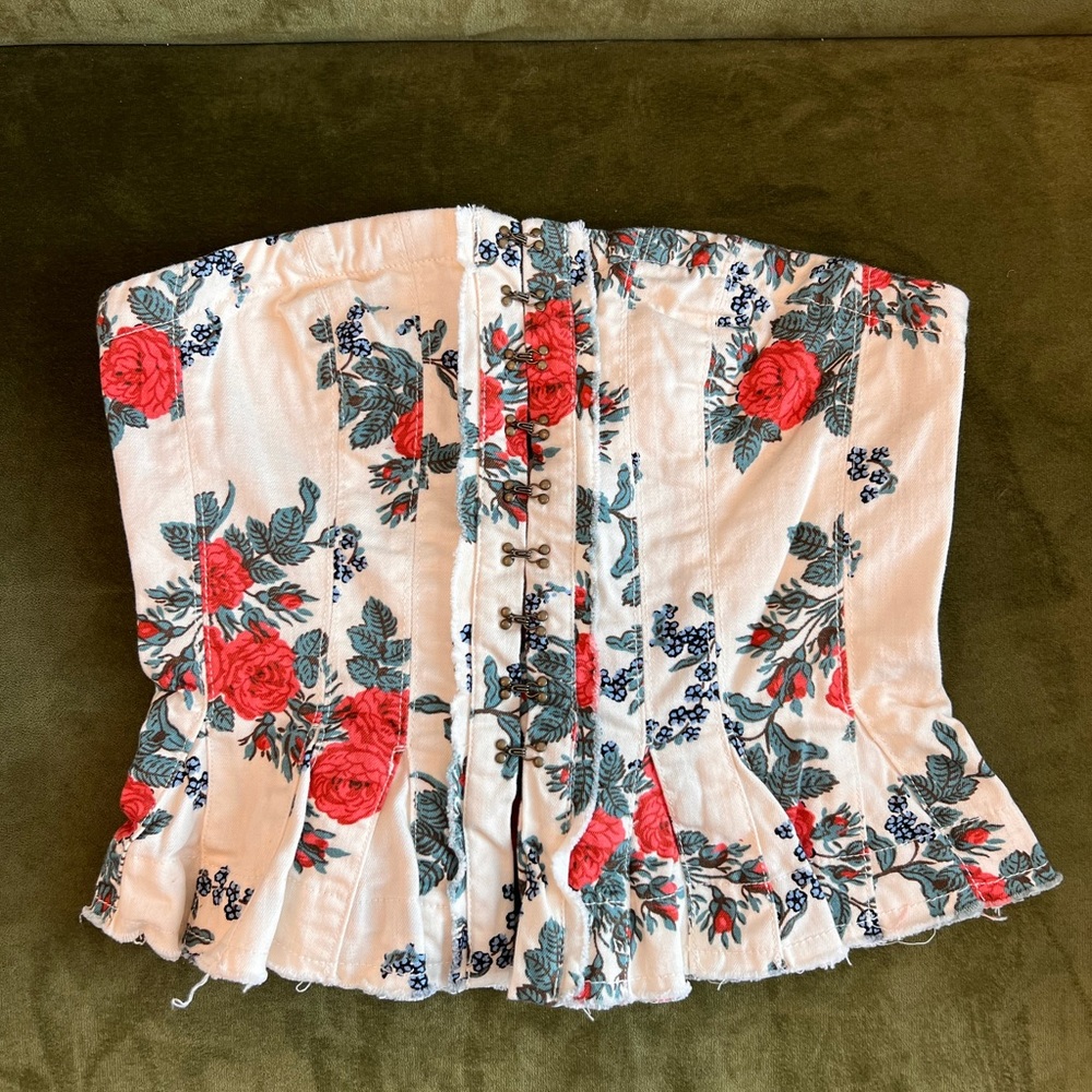 Free People Floral Strapless Corset Top